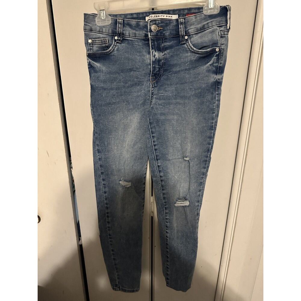 Celebrity Pink Women's Size 3/26 Blue Skinny Distressed Denim Jeans